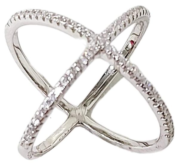 anillo con forma de x con circonias blancas 1-07787 2 anillo con forma de x con circonias blancas 1-07787