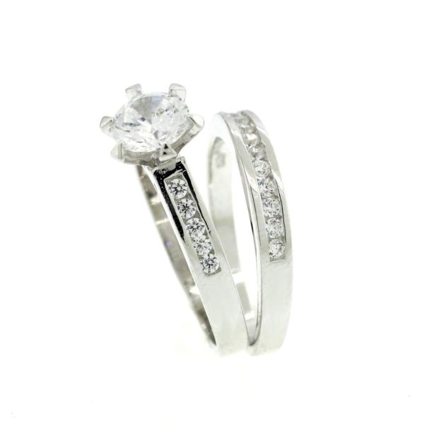 ANILLO JACKET CIRCONIA REDONDA ARGOLLA CON CIRCONIAS CON FLOR DE LYS A LOS LADOS 1-09948 2 ANILLO JACKET CIRCONIA REDONDA ARGOLLA CON CIRCONIAS CON FLOR DE LYS A LOS LADOS 1-09948