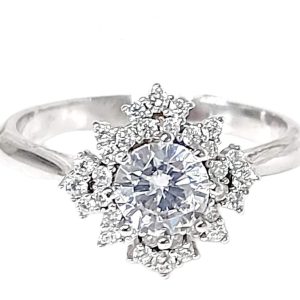 DIJE DE PLATA EN DISEÑO DE CRUZ CALADA CURVAS CON CIRCONIAS BLANCAS 1-10328