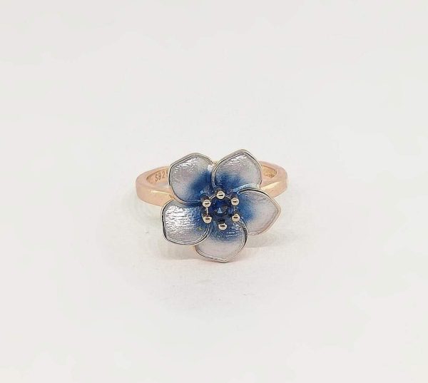 ANILLO ORO ROSA CON FLOR AZUL Y BLANCO ESMALTADA 1-11879 2 ANILLO ORO ROSA CON FLOR AZUL Y BLANCO ESMALTADA 1-11879