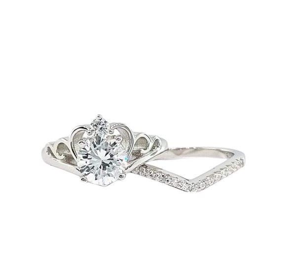 JACKET CORONA CORAZON CON 1 CIRCONIA Y ARGOLLA CON CIRCONIAS ENLAZA CON ANILLO 1-12272 3 JACKET CORONA CORAZON CON 1 CIRCONIA Y ARGOLLA CON CIRCONIAS ENLAZA CON ANILLO 1-12272 - Imagen 2