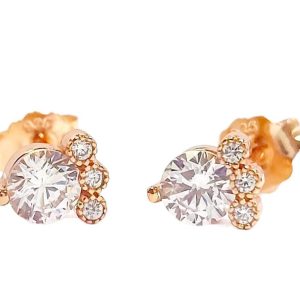 ARETES DE PLATA 9.25 CON BAÑO ROSA 2-40020