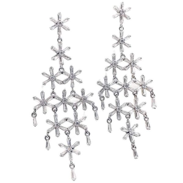 ARETES LARGOS CON 10 FLORES DE BAGUETTES 1-11719 2 ARETES LARGOS CON 10 FLORES DE BAGUETTES 1-11719