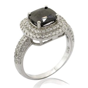 ANILLO PIEDRA NEGRA CUADRADA 1-08889