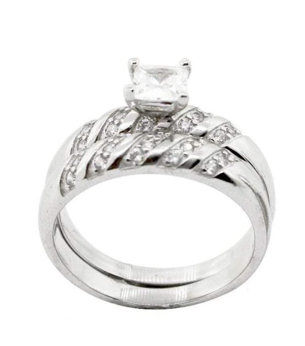 JUEGO 3 ANILLOS DE MATRIMONIO ANILLO CIRCONIA CUADRADA CON FILAS DE CIRCONIAS EN DIAGONAL 1-08896 2 JUEGO 3 ANILLOS DE MATRIMONIO ANILLO CIRCONIA CUADRADA CON FILAS DE CIRCONIAS EN DIAGONAL 1-08896