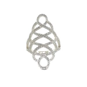 ANILLO CON CALADO CON ROMBOS DE CIRCONIAS BLANCAS Y DOS CIRCULOS 1-11766