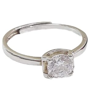 ANILLO CON UNA CIRCONIA BLANCA CON MONTURA FORMA DE U AJUSTABLE 1-11875