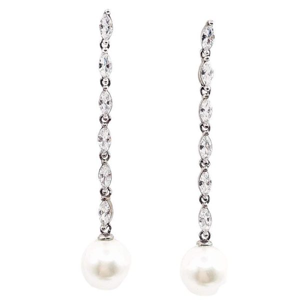 ARETES LARGOS CON CINCO MARQUESAS EN FILA Y UNA PERLA BLANCA AL FINAL 1-11714 2 ARETES LARGOS CON CINCO MARQUESAS EN FILA Y UNA PERLA BLANCA AL FINAL 1-11714