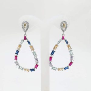 ARETE GOTA CON BAGUETES DE COLORES 1-11728