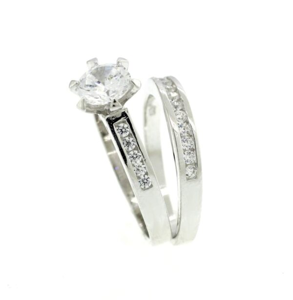 ANILLO JACKET CIRCONIA REDONDA ARGOLLA CON CIRCONIAS CON FLOR DE LYS A LOS LADOS 1-09948 2 ANILLO JACKET CIRCONIA REDONDA ARGOLLA CON CIRCONIAS CON FLOR DE LYS A LOS LADOS 1-09948