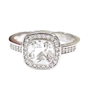 ANILLO CIRCONIA CUADRADA BLANCA CON CIRCONIAS ALREDEDOR 1-11640