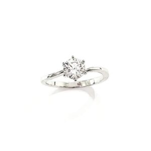 ANILLO PLATA LISA CON CIRCONIA BLANCA CON 6 PINES CON ONDAS 1-12460