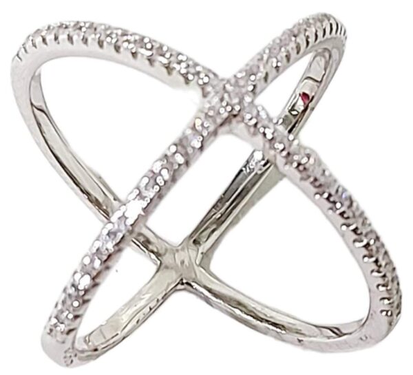 anillo con forma de x con circonias blancas 1-07787 2 anillo con forma de x con circonias blancas 1-07787