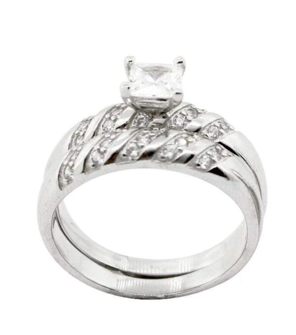 JUEGO 3 ANILLOS DE MATRIMONIO ANILLO CIRCONIA CUADRADA CON FILAS DE CIRCONIAS EN DIAGONAL 1-08896 2 JUEGO 3 ANILLOS DE MATRIMONIO ANILLO CIRCONIA CUADRADA CON FILAS DE CIRCONIAS EN DIAGONAL 1-08896