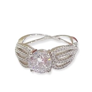 ANILLO CON CIRCONIA REDONDA CON 4 FILAS DE CIRCONIAS ENLAZADAS 1-10160