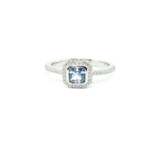 ANILLO CIRCONIA CUADRADA CELESTE CON CIRCONIAS ALREDEDOR Y A LOS LADOS 1-12476