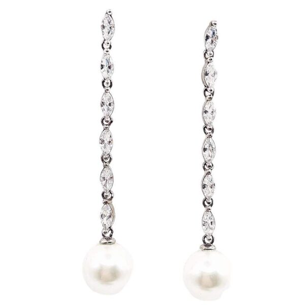 ARETES LARGOS CON CINCO MARQUESAS EN FILA Y UNA PERLA BLANCA AL FINAL 1-11714 2 ARETES LARGOS CON CINCO MARQUESAS EN FILA Y UNA PERLA BLANCA AL FINAL 1-11714