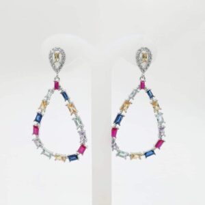 ARETE GOTA CON BAGUETES DE COLORES 1-11728