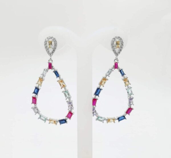 ARETE GOTA CON BAGUETES DE COLORES 1-11728 2 ARETE GOTA CON BAGUETES DE COLORES 1-11728