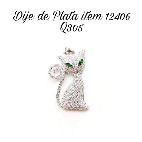 DIJE GATO CIRCONIAS BLANCAS Y OJOS VERDES 1-12406 2 DIJE GATO CIRCONIAS BLANCAS Y OJOS VERDES 1-12406