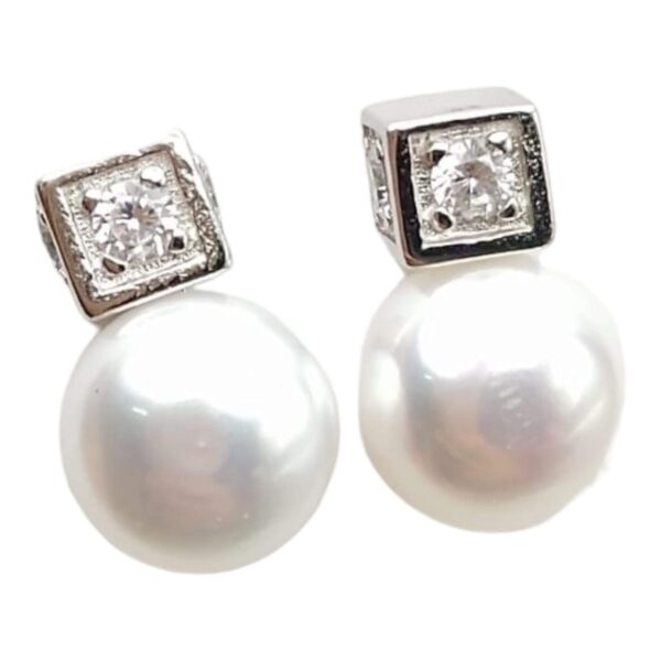 Aretes Perla y Circonia</br> 1-14618 3 Aretes Perla y Circonia</br> 1-14618 - Imagen 2