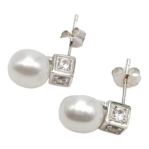 Aretes Perla y Circonia</br> 1-14618
